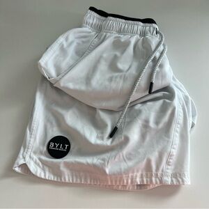 BYLT Basics Men’s‎ Active Workout Shorts Lined Gray White Camo Medium 7 in